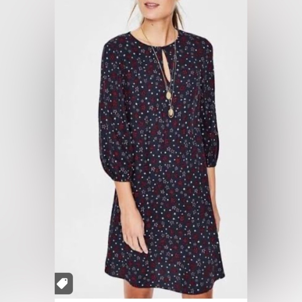 Boden Vanessa star print 3/4 sleeve shift dress women’s 8r